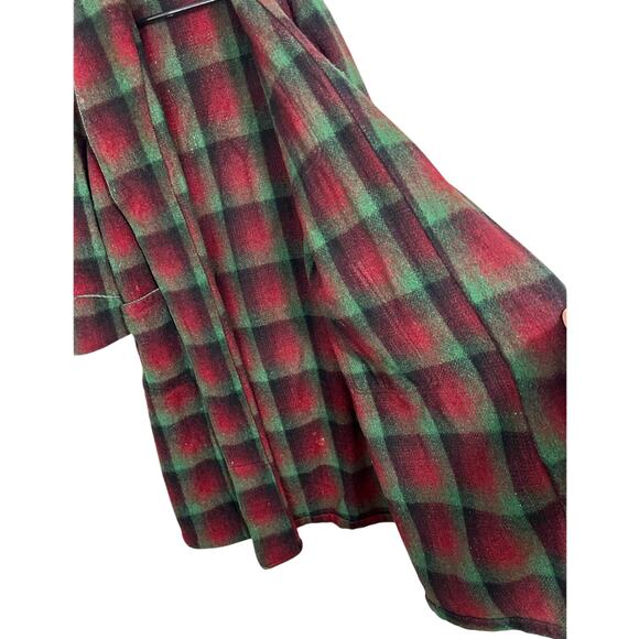 VINTAGE 40'S Grenville Fabric Heavy Wool Blanket Plaid Deco Robe Jacket Scrooge - Picture 5 of 8